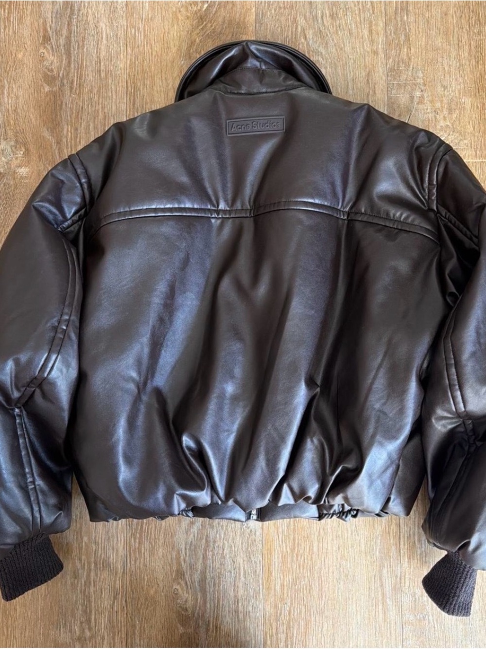 Acne Studios Dark Brown Puffer Leather Jacket - Picture 5 of 8